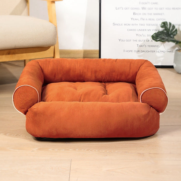 Plushridge Sofa-Style Pet Bed with Bolster Armrests