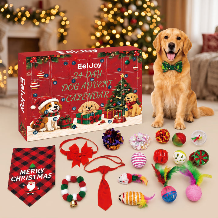 Christmas advent calendar box for dogs with toys