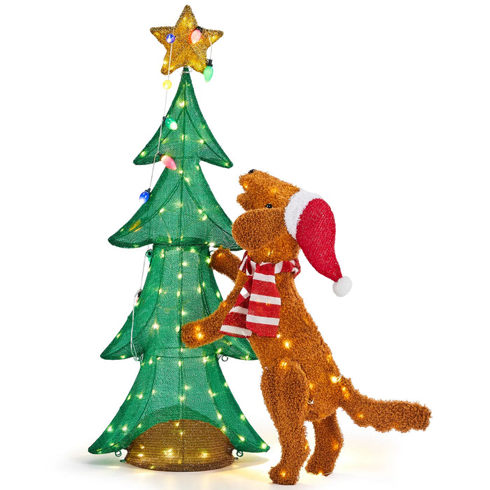 Plushridge 4 ft Light-Up Dog Climbing Christmas Tree Decoration
