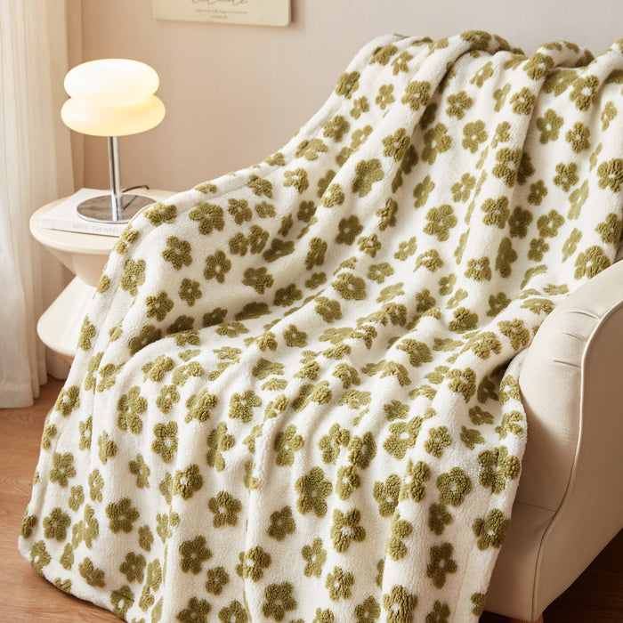 Plushridge™ Retro Wildflower Throw Blanket with 3D Floral Texture