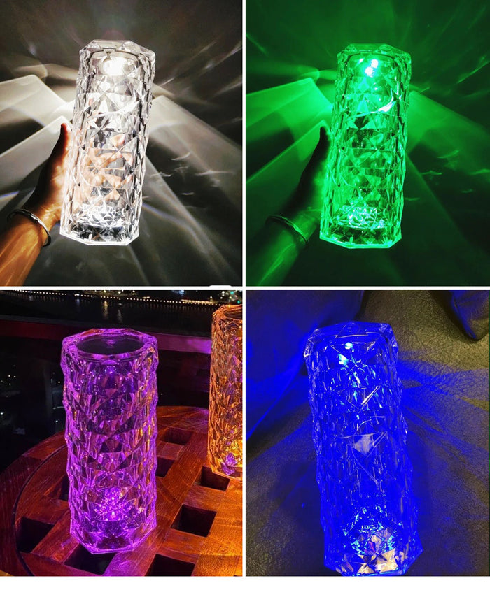 Plushridge Crystal Rose Touch Lamp with Rose Shadow Projection