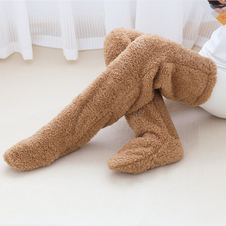 Fuzzy lilac over-the-knee plush socks