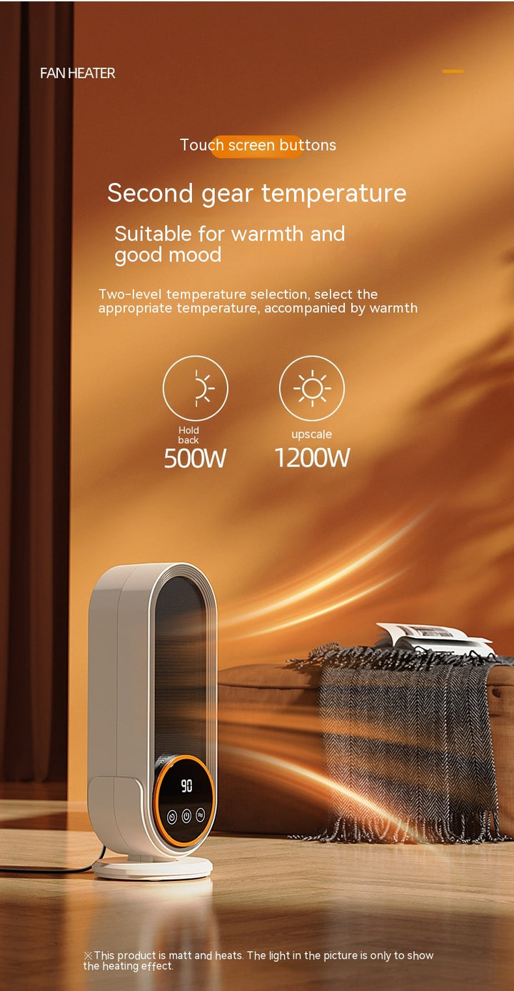 White ceramic tower heater with LED touch display