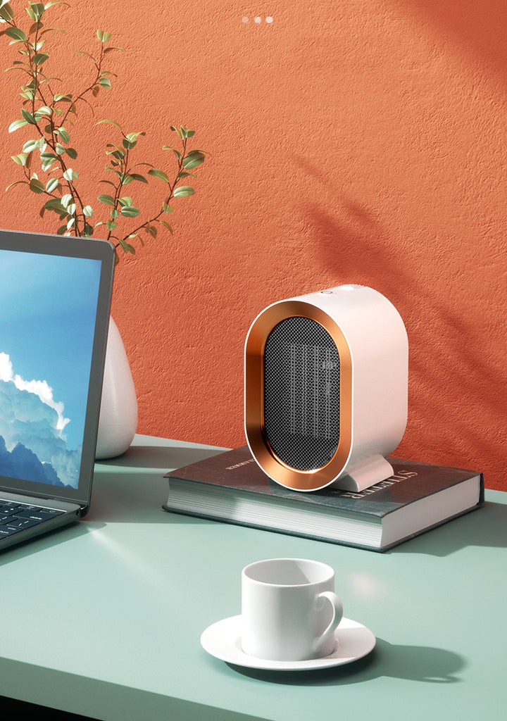 Compact white ceramic desk fan heater