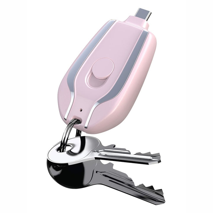 Mini keychain power bank on keyring