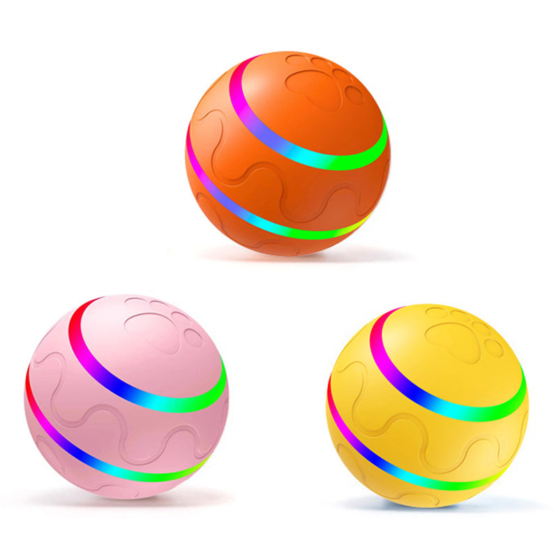 Self-rolling LED ball toy for pets