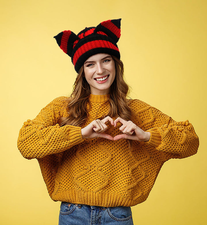 Chunky knit cat ear beanie