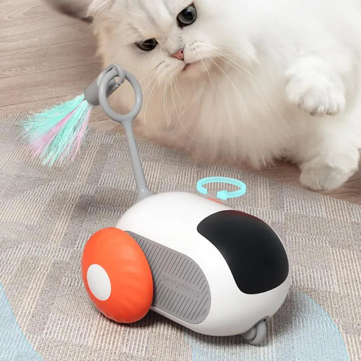Remote control car toy with feather for cats