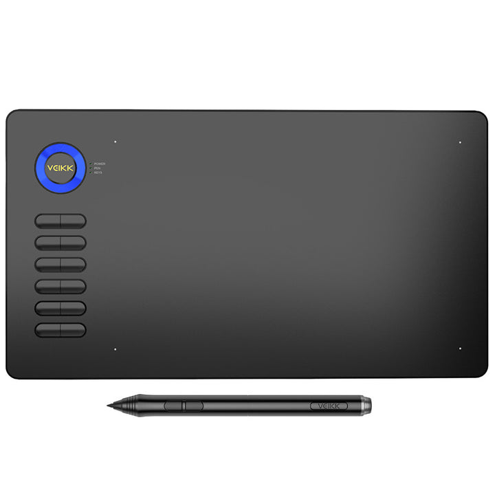 Black graphics drawing tablet with pen