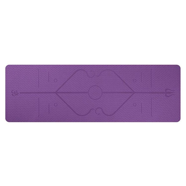 Plushridge Non Slip TPE Yoga Mat with Body Alignment Lines