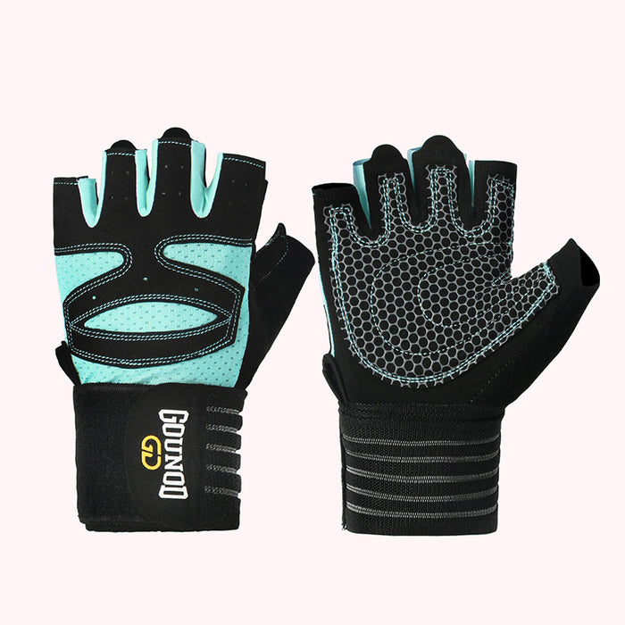 Plushridge Half-Finger Gym Gloves with Long Wrist Wrap Support