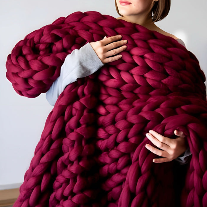 Plushridge™ Chunky Knit Throw Blanket With a Hand-Knit Look for Couch or Bed