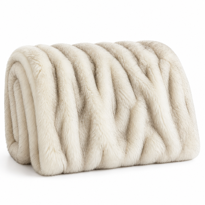 Fluffy Faux Fur Throw Blanket with Reinforced Edges