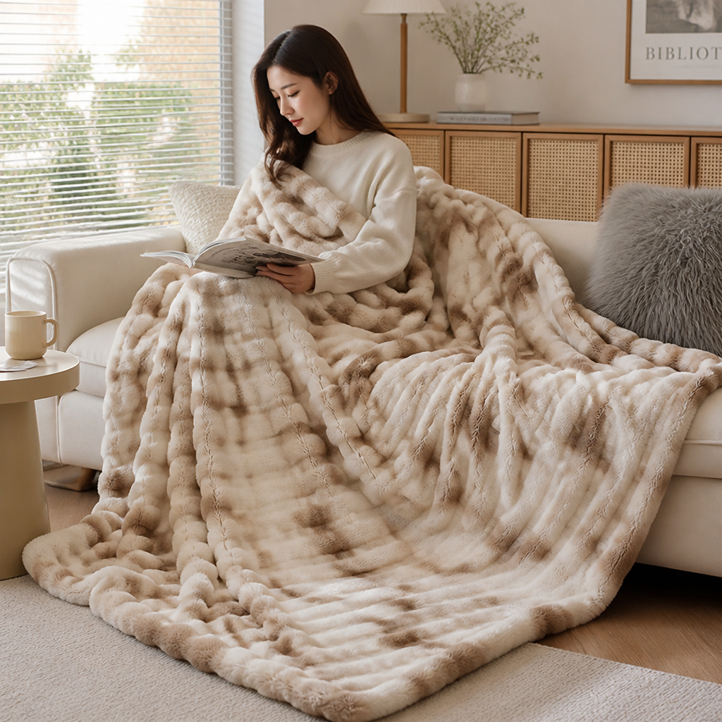 Swirl Tie-Dye Faux Fur Throw Blanket – Soft &amp; Breathable