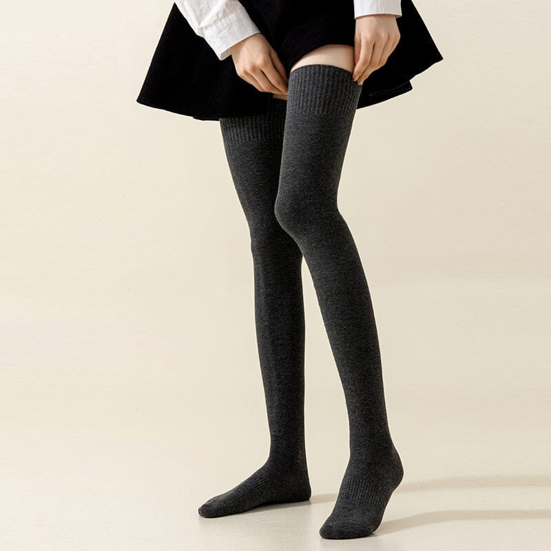 Thick Cotton Knee-High Socks for Warm, Breathable Comfort