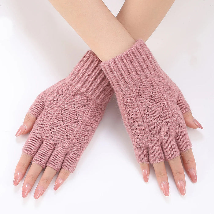 Plushridge™ Soft Knit Fingerless Gloves with Snug Ribbed Cuffs