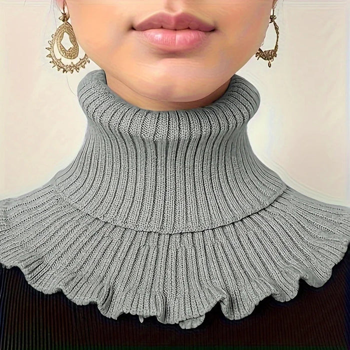 Plushridge™ Women's Knit Turtleneck Neck Scarf with Ruffle Trim
