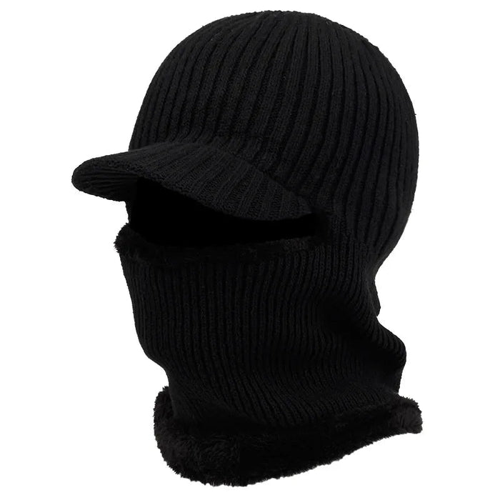 Plushridge™ Knit Balaclava Beanie with Visor and Plush Fleece Lining