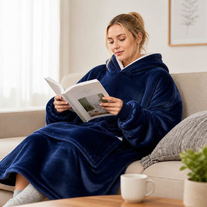 Oversized Plush Fleece Blanket Hoodie, One Size Fits All