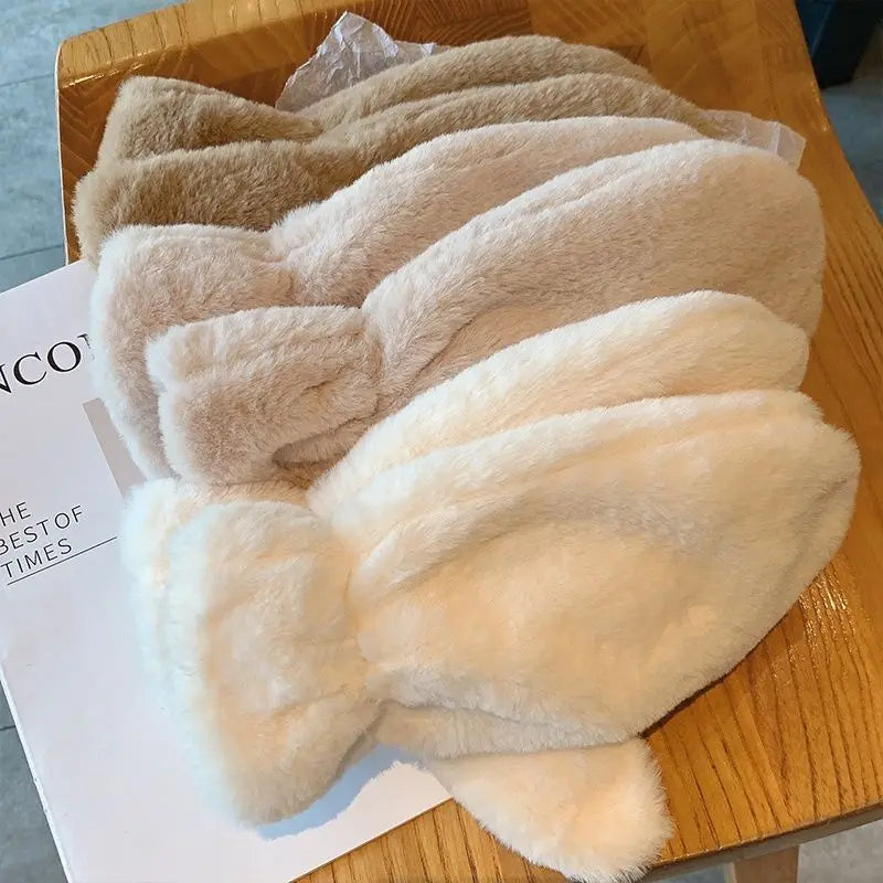 Fluffy Plush Mittens with Thick Lining for Cold Days