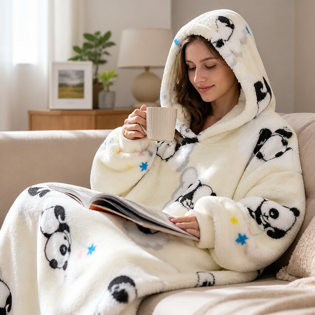 Oversized Ultra-Soft Sherpa Hoodie Blanket, Machine Washable