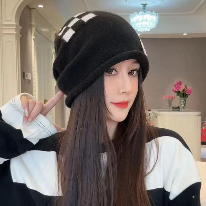 Plushridge Knit Beret Winter Hat with Metal Ring Accent