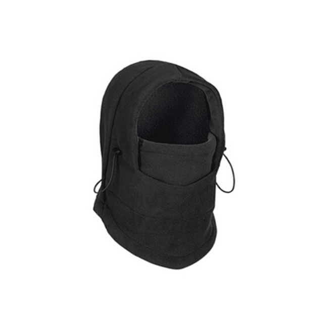 Fleece balaclava hat with drawstring