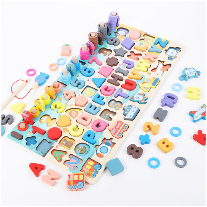 Plushridge Wooden Montessori Math Board with Magnetic Fishing Game