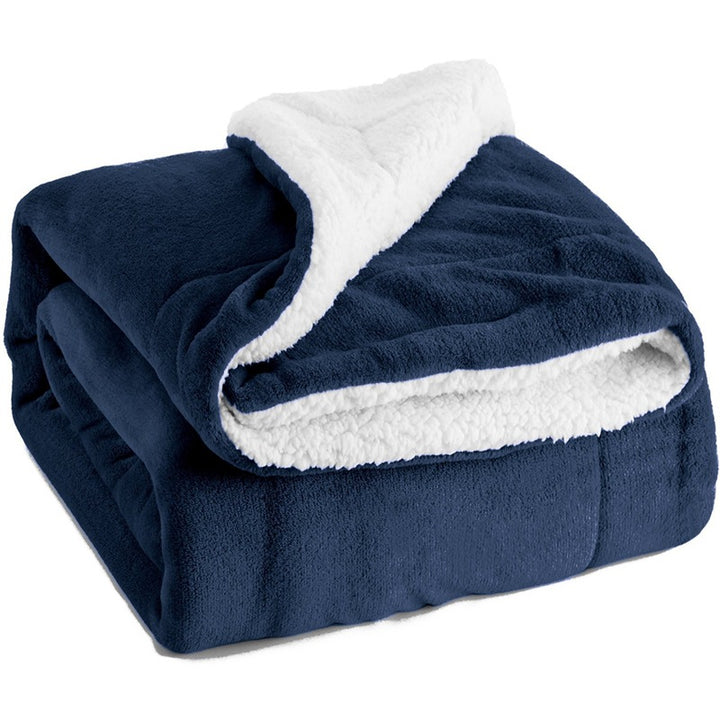 Sherpa Lamb Fleece Blanket, Flannel Throw in 4 Colors