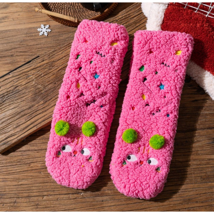 Plushridge Fluffy Floor Socks with Embroidered Faces