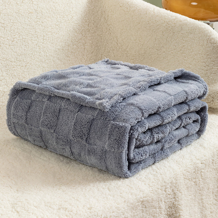 Plushridge Checkered Jacquard Plush Throw Blanket, Machine Washable