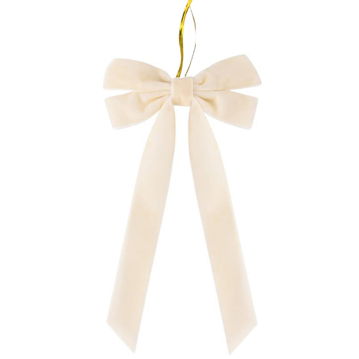 Plushridge Velvet Christmas Bow with Long Tails and Gold Cord