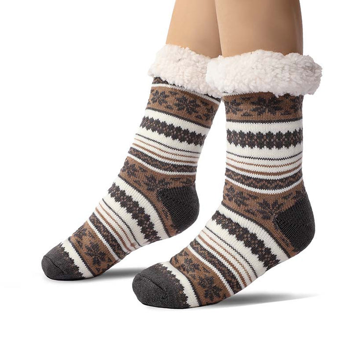 Ultra-Thick Snowflake Slipper Socks with Silicone Grippers