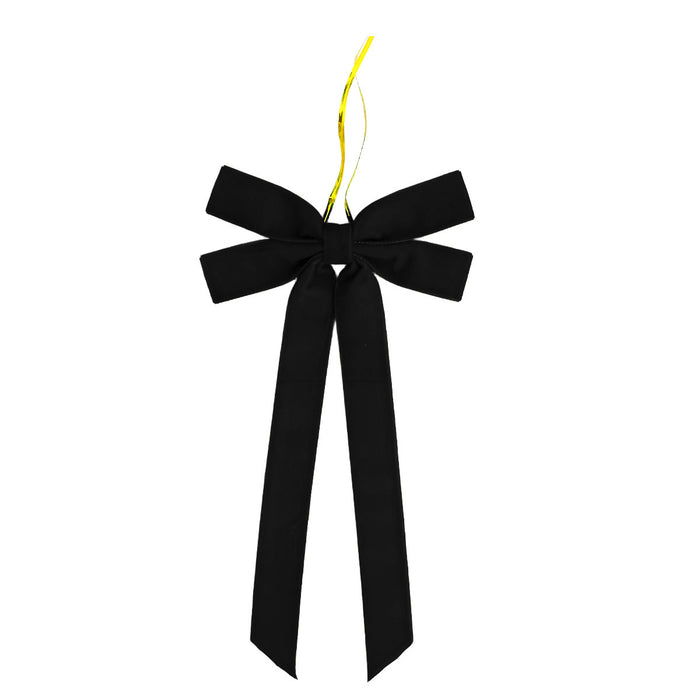 Plushridge Velvet Christmas Bow with Long Tails and Gold Cord