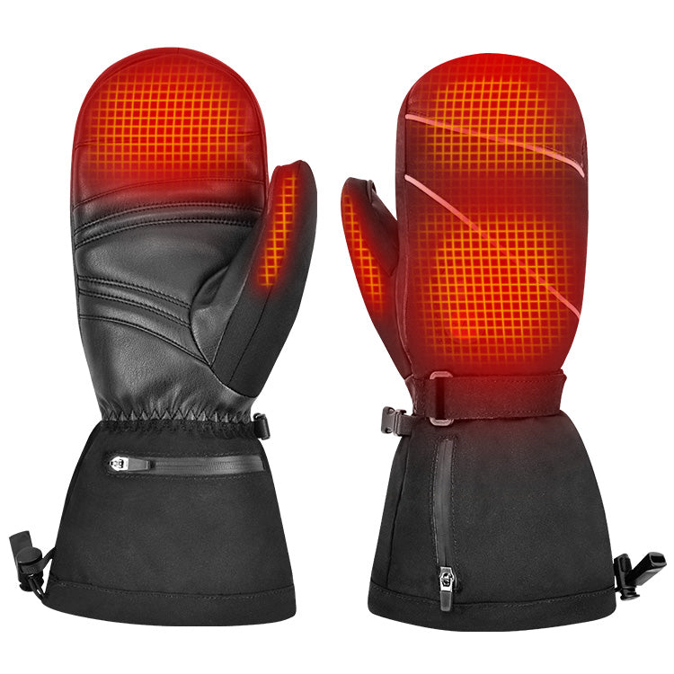 Plushridge™ Waterproof Touchscreen Heated Ski Gloves with Fleece Lining