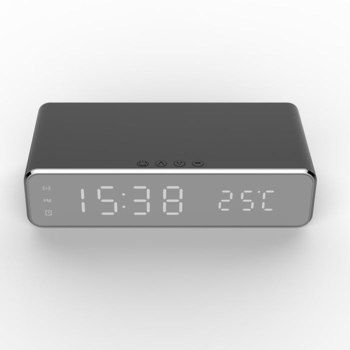 Plushridge Mirror LED Alarm Clock with Wireless Phone Charger