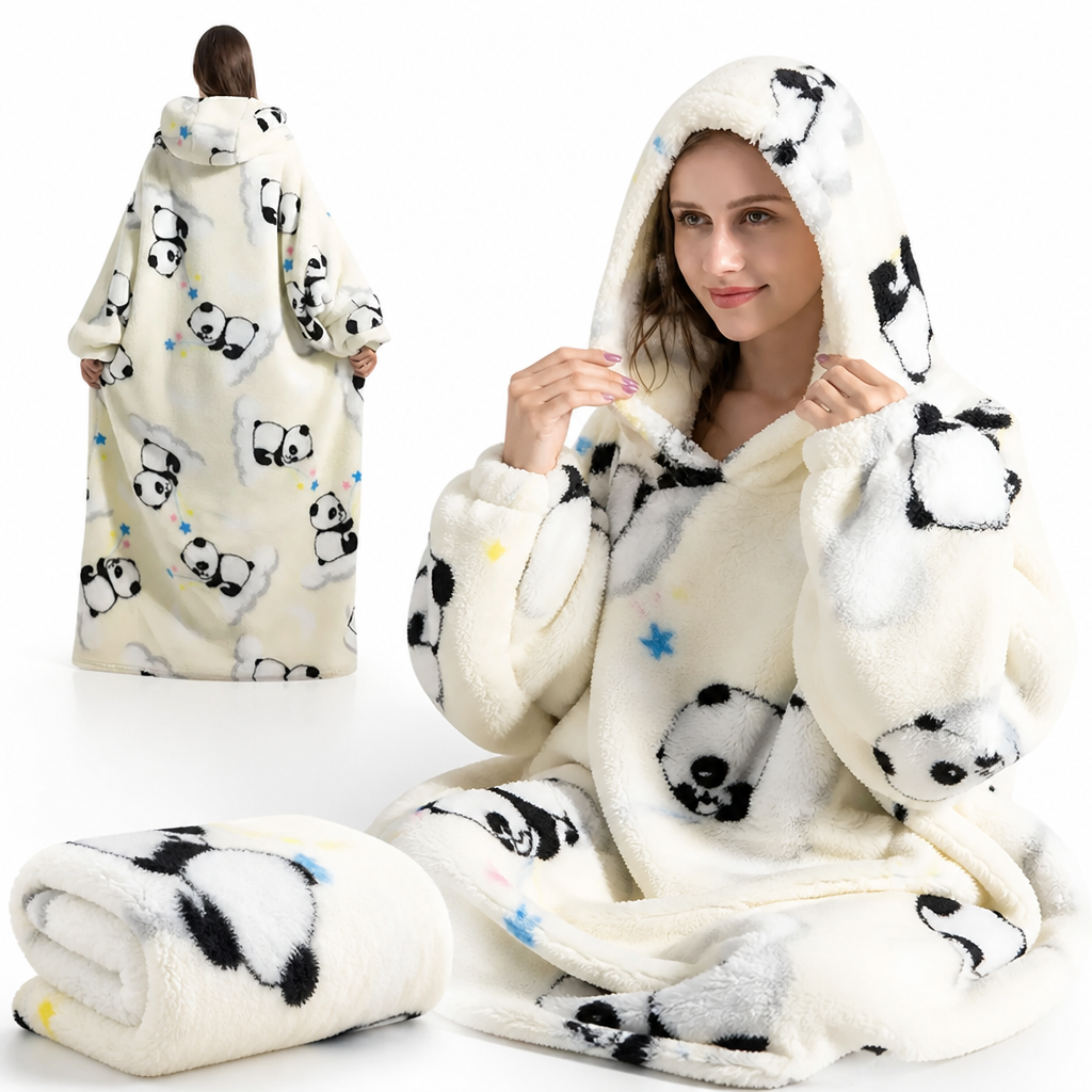 Oversized Ultra-Soft Sherpa Hoodie Blanket, Machine Washable