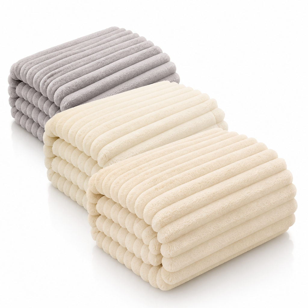 Weiche gerippte Fleece-Wohndecke (maschinenwaschbar)