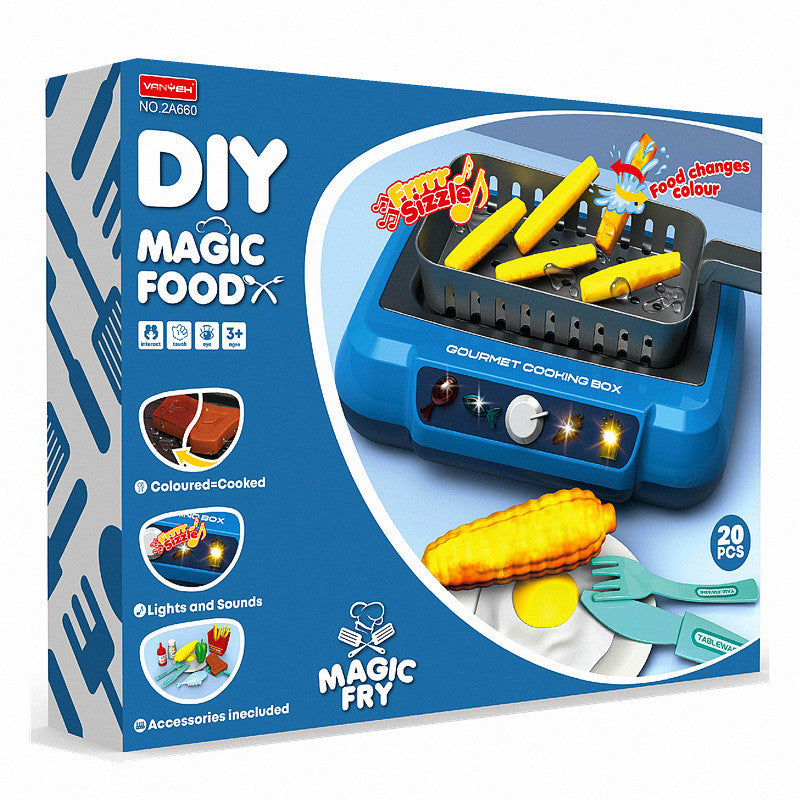 Kids toy stove set with play food and utensils