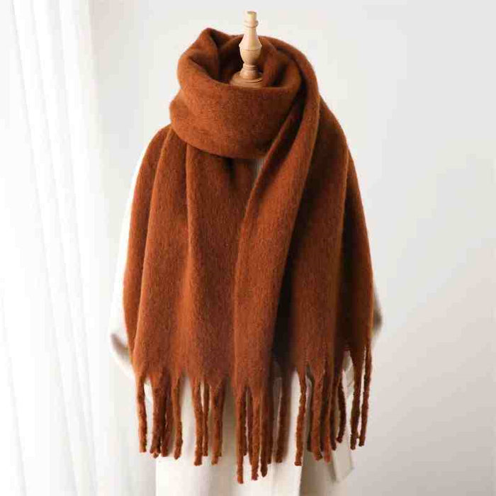 Plushridge Fluffy Winter Scarf with Chunky Tassels in 19 Colors