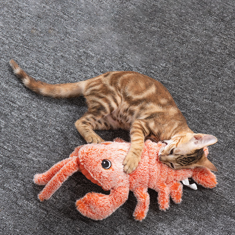 Orange plush flopping lobster cat toy