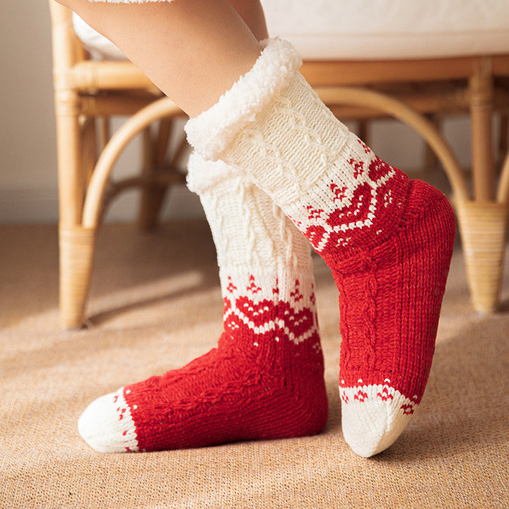 Pink heart knit house socks