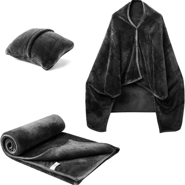 Plushridge 3-in-1 Fleece Blanket That Turns Into a Shawl or Pillow