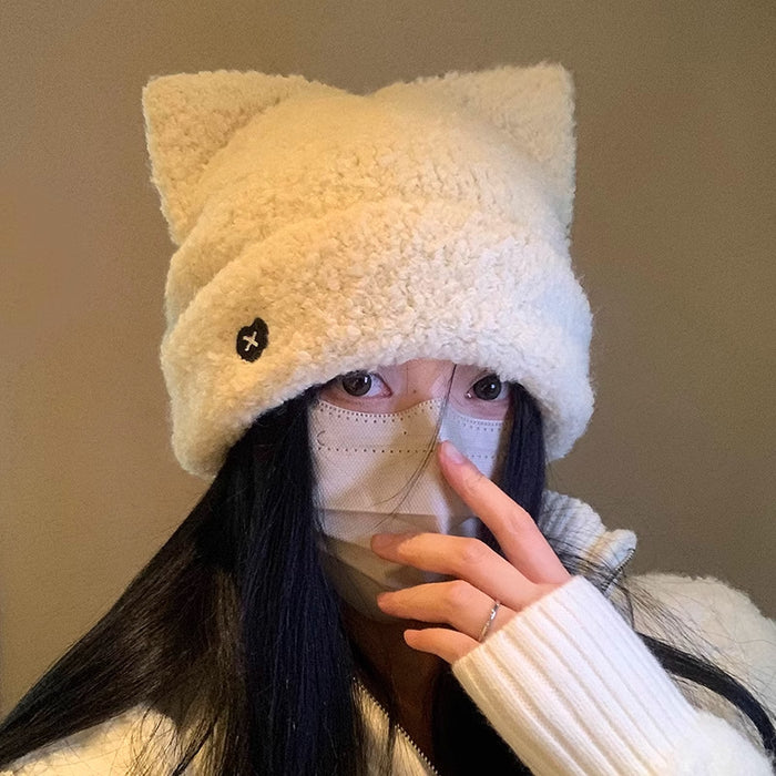 Plushridge Fluffy Sherpa Fleece Beanie with Cat Ears