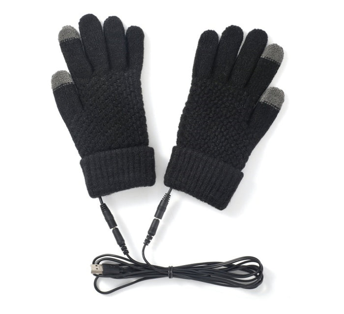 Plushridge USB Heated Knit Gloves with Touchscreen Fingertips