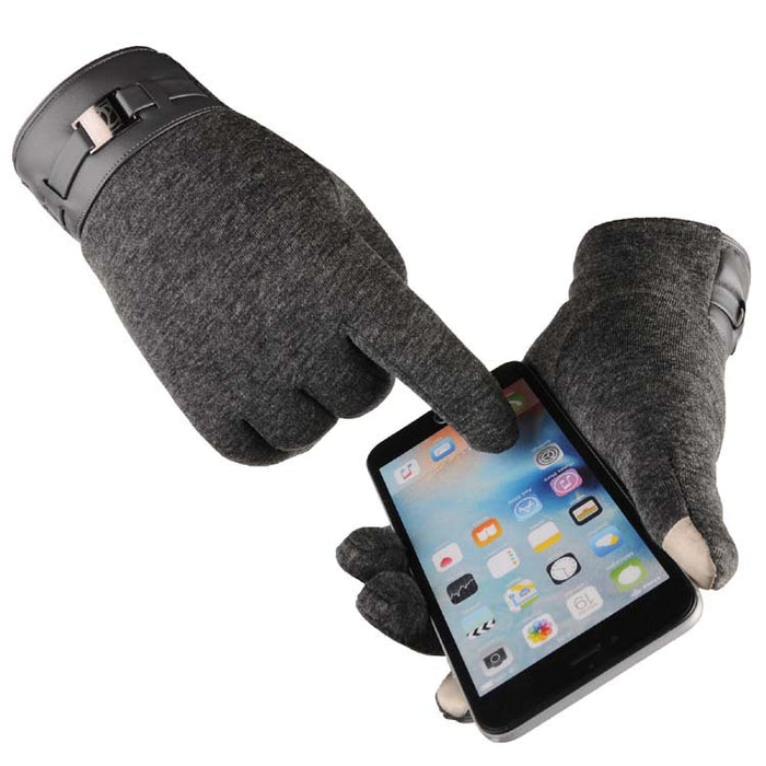 Plushridge Men's Touchscreen Gloves with Buckle Cuff and Plush Lining