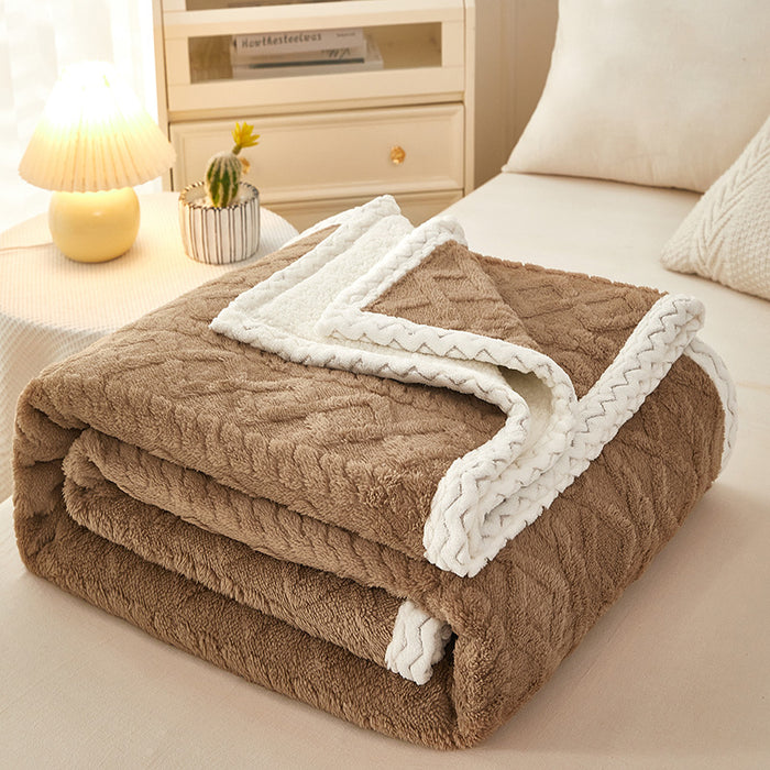 Plushridge Double Layer Coral Fleece Blanket with Sherpa Reverse