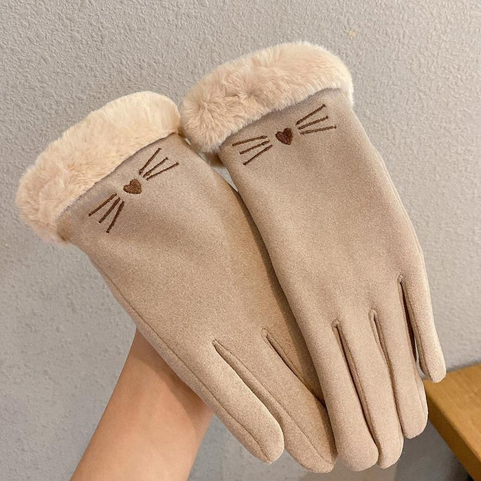 Plushridge Fleece-Lined Suede-Look Gloves with Faux-Fur Cuff