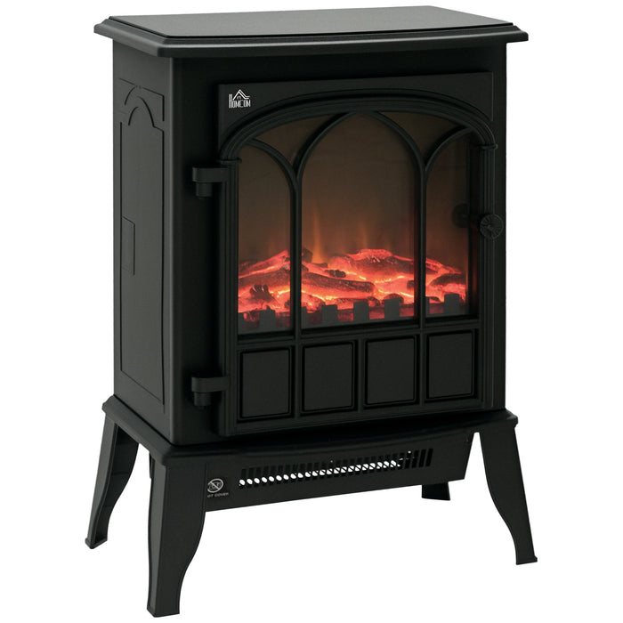 Plushridge Electric Fireplace Stove with LED Log Flames, 2,000 W