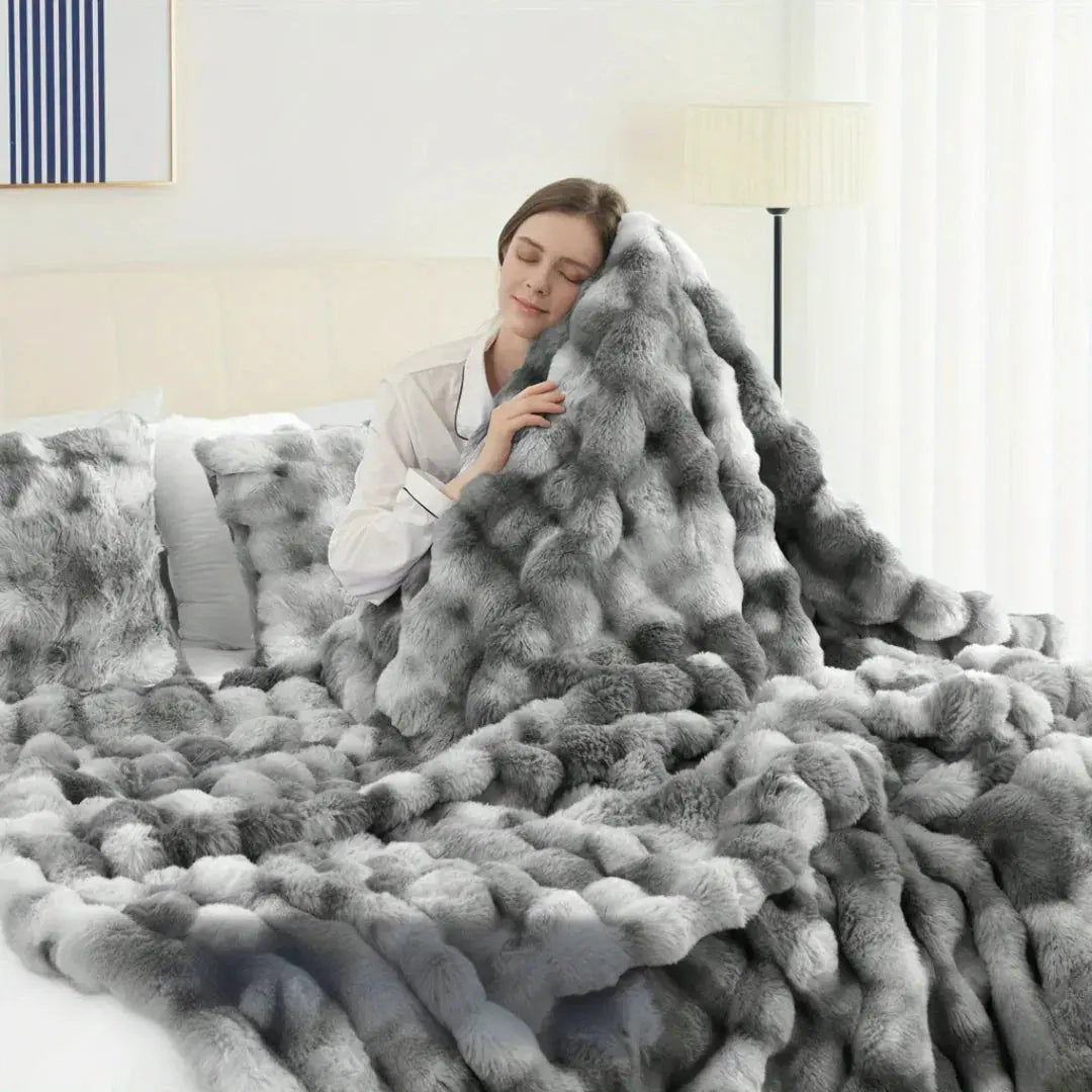 Velmesta Faux Rabbit Fur Throw Blanket